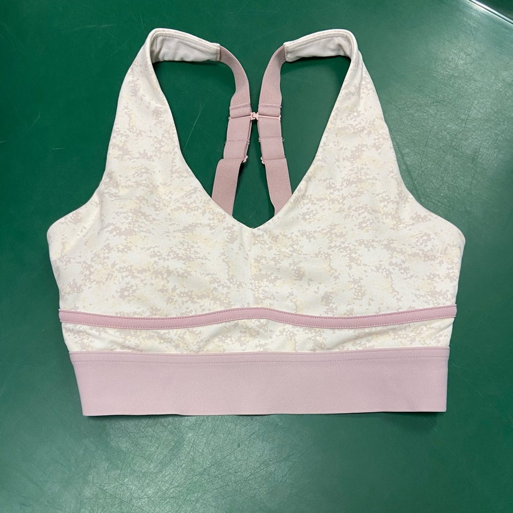 Fabletics Blush and Cream Sports Bra